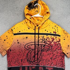 Miami‎ Heat Hoodie Shirt Mens Large Yellow Red Ombre Pullover Drawstring Fisll